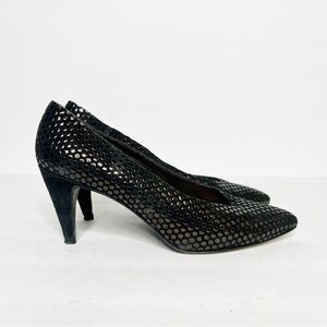 Vintage Stuart Weitzman Black Shiny Dot Pointed Heels Size 6.5 Women’s
